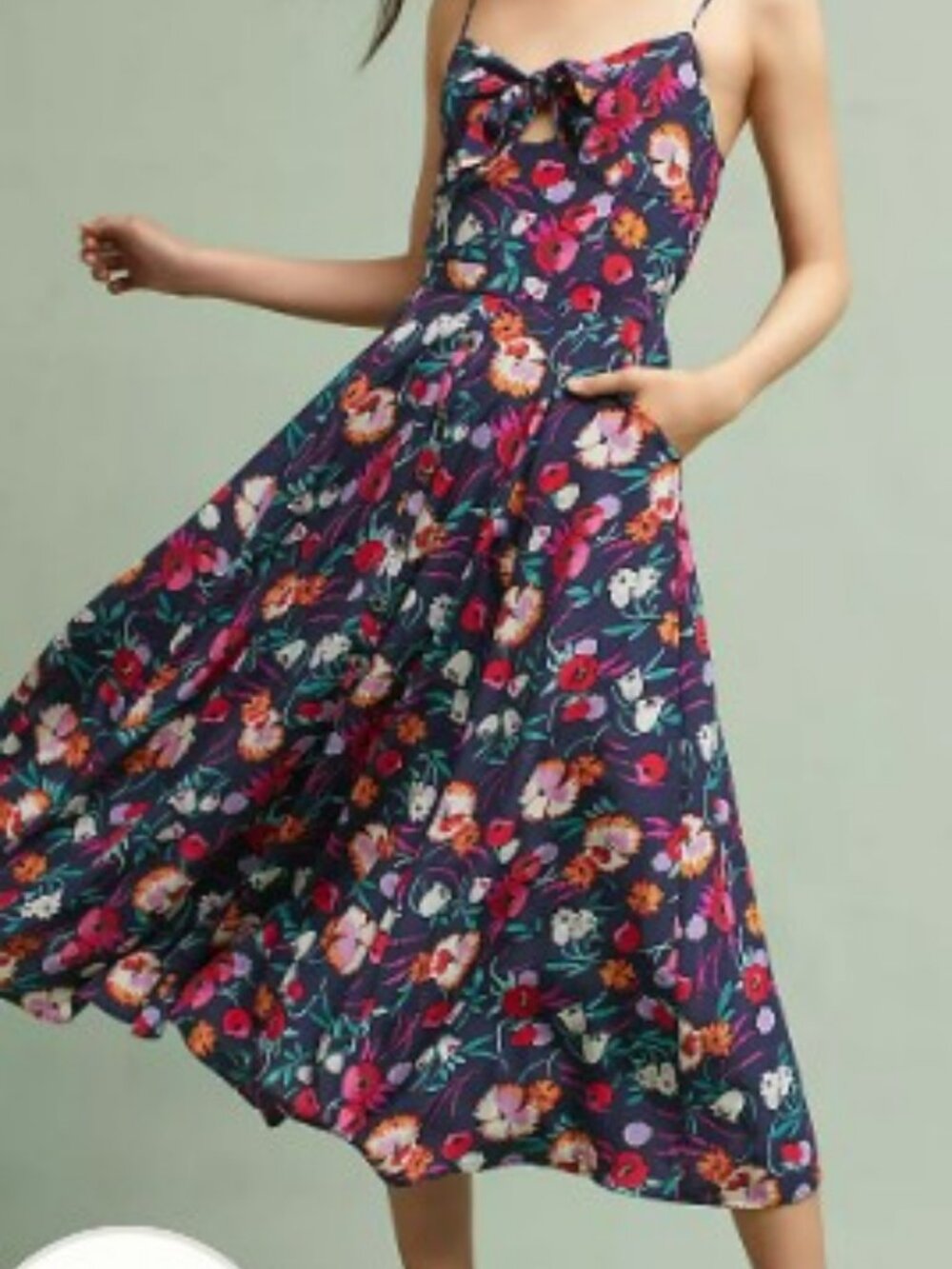 ✨ Yumi Kim Meadow Silk-Blend Tie-Front Midi Dress ✨